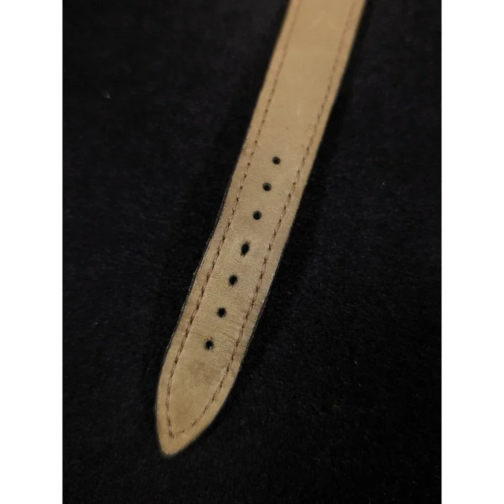 Vintage Lancel‎ Paris Gold Tone Round Case Brown Leather Band Watch